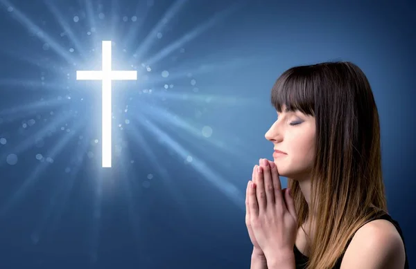 Praying young girl — Stock Photo, Image