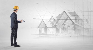 Ev planı ile ayakta mimar