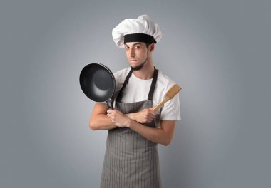 Cook mutfak aletleri ve boş duvar kağıdı