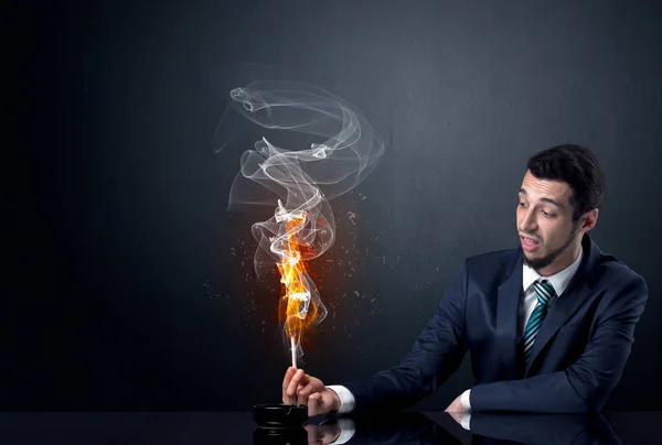 Businessman smoking concept — Stock Photo, Image