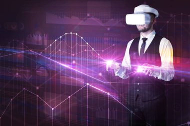Dostum Vr ile ayakta koruyucu gözlük ve grafikler grafikler