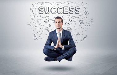 İşadamı doodle kavramı ile meditasyon