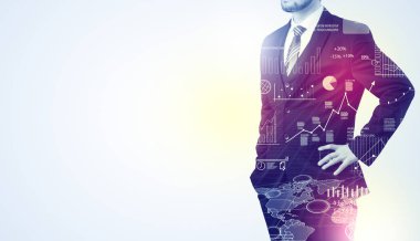 Adam arka plan grafikleri ile ayakta