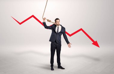 Kaybı kavramı azalan ile umutsuz iş adamı