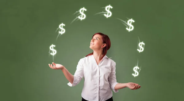 Person juggle with dollar symbol — Stock Photo, Image