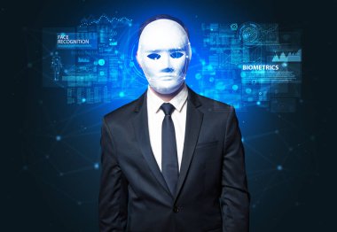 Genç adam yüz tanıma kavramı