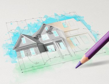 Kalem çizim ev planı kavramı