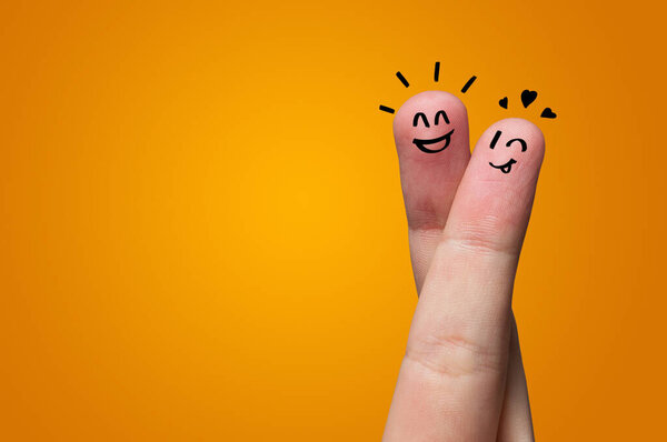 Happy fingers with brainstorming concept