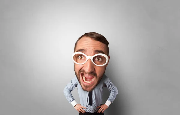 Funny person with big head — Stock Photo, Image