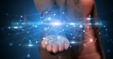 Web hologramın tutan kişi