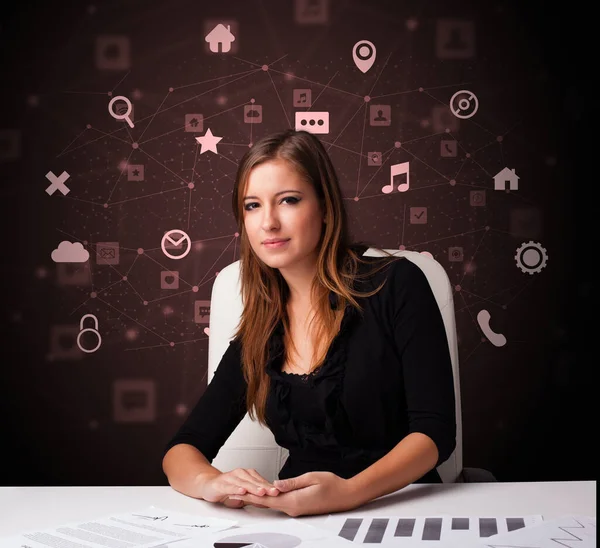 Secretaris werk met multitasken concept — Stockfoto