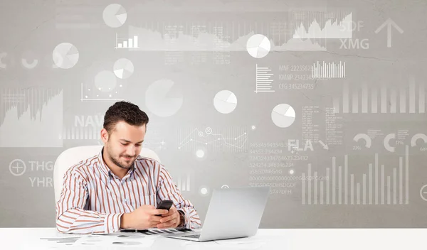 Business person sitting at desk with report analyze concept — Stock Photo, Image