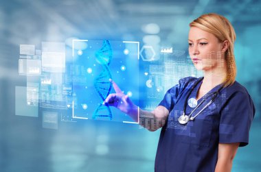 Biyoloji ve genetik kavramı ile ekran dokunma doktor