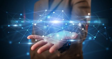 Web hologramın tutan kişi