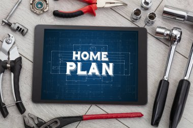 Tablet ve mimar araçları çevresinde