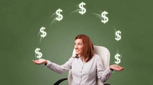 Person juggle with dollar symbol — Stock Photo, Image