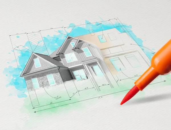 Plano de dibujo a lápiz concepto de casa —  Fotos de Stock