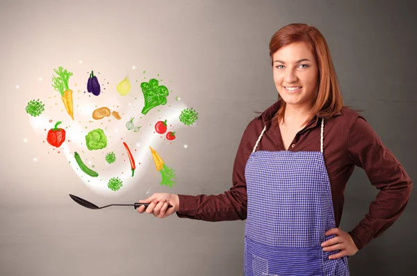 Cook with colourful drawn vegetables