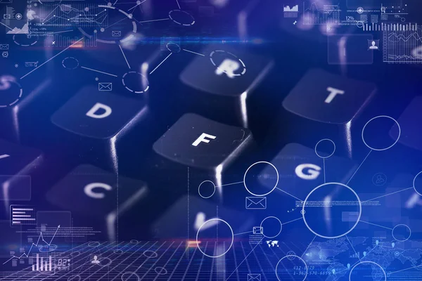 Close-up-Tastatur mit Link und Kommunikationskonzept — Stockfoto