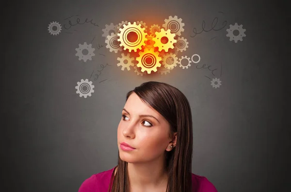 Ragazza con concetto di brainstorming — Foto Stock