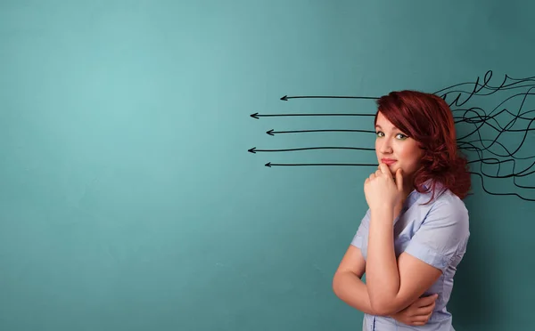 Business person standing with direction concept — Stock Photo, Image