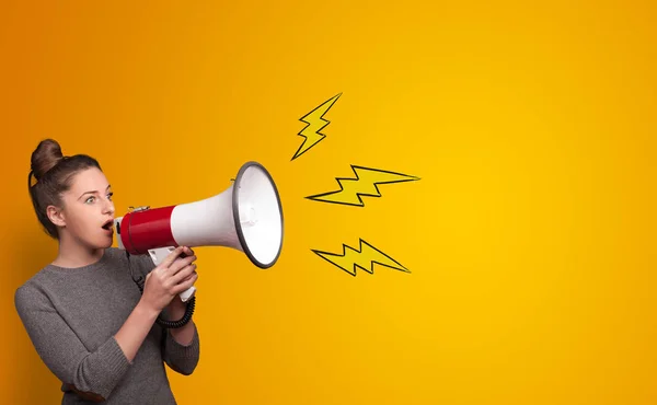 Person holding megaphone — Stock Photo, Image