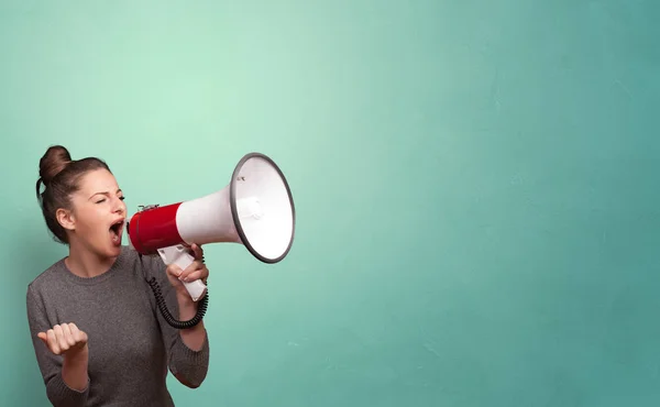 Person holding megaphone — Stock Photo, Image