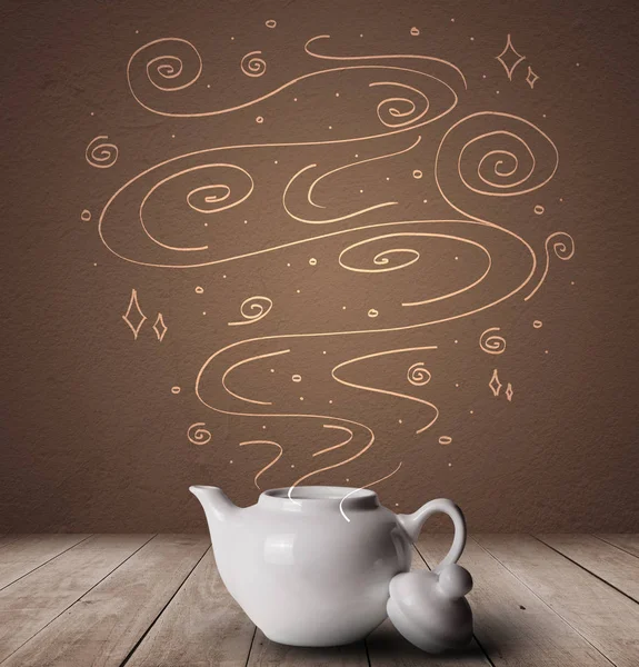 Steaming warm drink with doodles — Stock Photo, Image