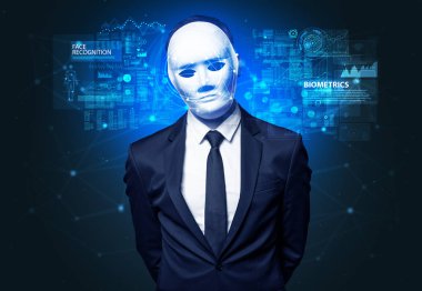 Genç adam yüz tanıma kavramı