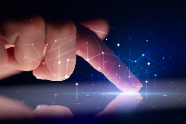 Tablet ağ kavramı ile dokunmadan parmak