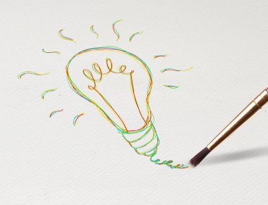 Kalem kağıt üzerine çizim ampul