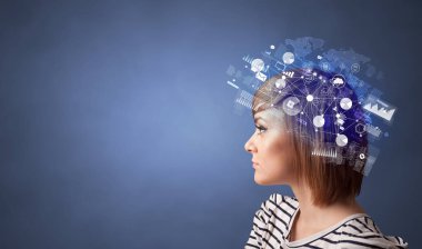 Rapor ve küresel yönetim konseptiyle dolu kafa