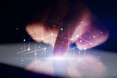 Tablet ağ kavramı ile dokunmadan parmak