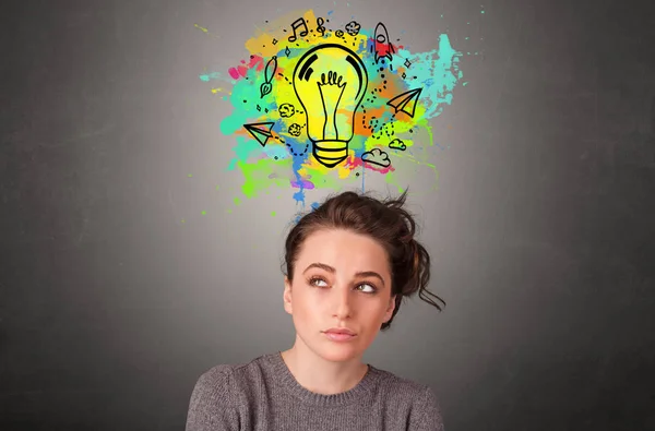 Girl with design thinking concept — Stock Photo, Image