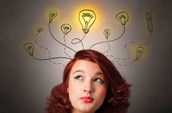 Girl with design thinking concept — Stock Photo, Image