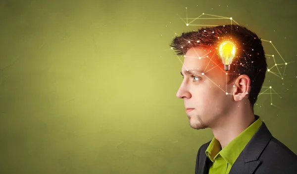 Head with new idea and network concept — Stock Photo, Image