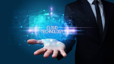 İnsan el ele tutuşması dijital teknoloji kavramı