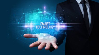 İnsan el ele tutuşması dijital teknoloji kavramı