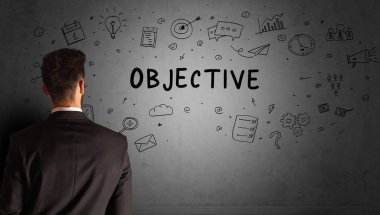 İş adamı yaratıcı bir fikir çiziyor.