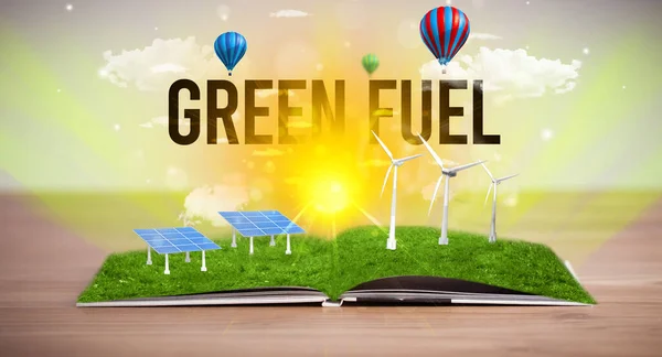 Open book, renewable energy concept