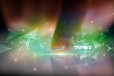 İş bağlantısı konsepti ile tablete dokunmak