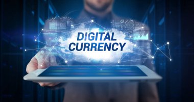 Tablet tutan kişi, teknoloji konsepti