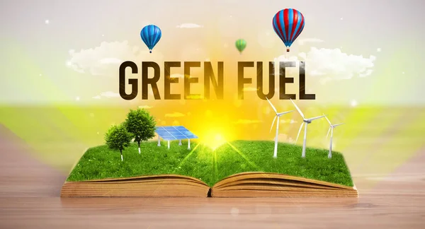 Open book, renewable energy concept