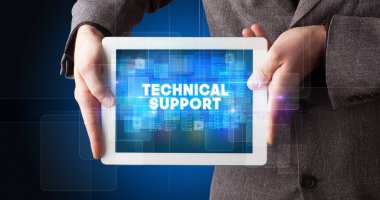 Tablet tutan kişi, teknoloji konsepti