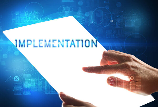 Футуристический планшет ручной клади, технологическая концепция