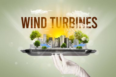 Garson eko şehir manzarası sunuyor