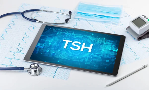 Close-up view of a tablet pc with medical abbreviation — Stock Photo, Image