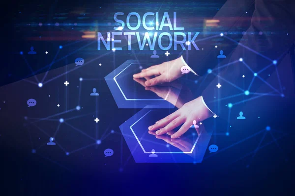 Navigation in sozialen Netzwerken mit sozialen Symbolen — Stockfoto
