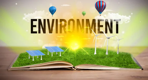 Open book, renewable energy concept