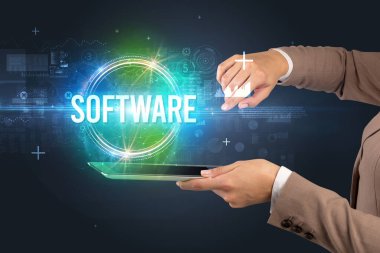 Dokunmatik ekran yakın plan, yeni teknoloji konsepti